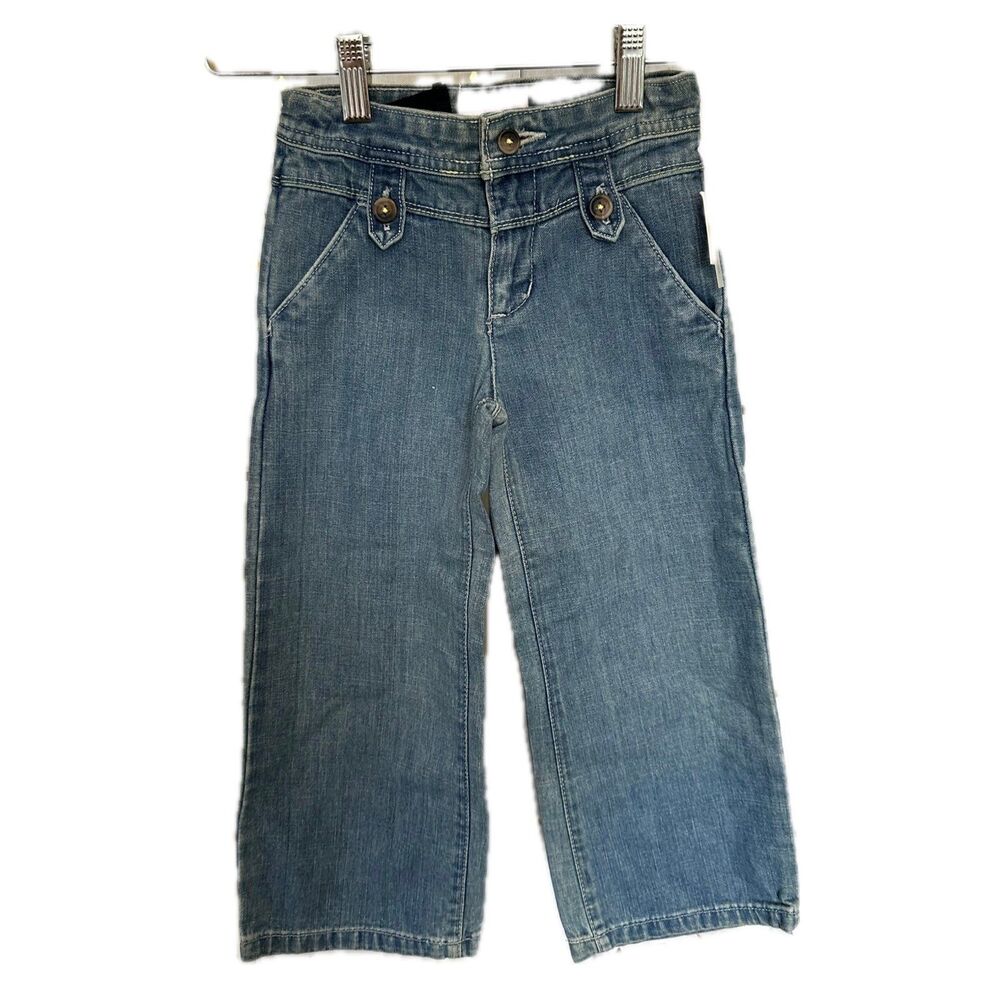 NWT Old Navy Toddler Girl Adjustable Wasit Wide Leg Flare Denim Jeans 4T